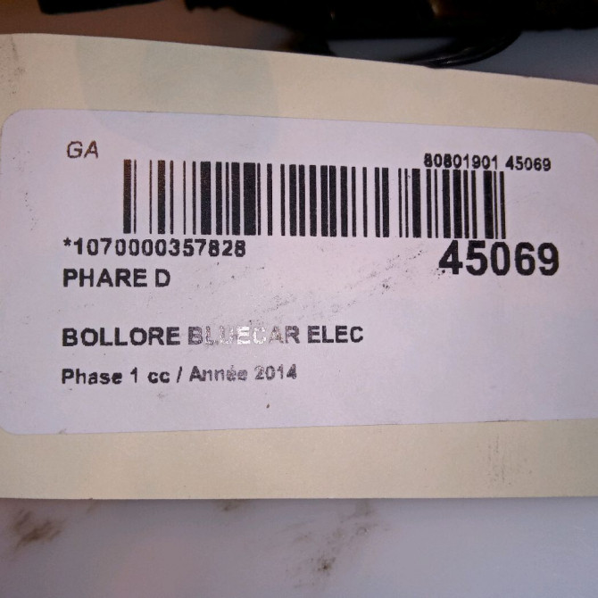 Phare droit occasion BOLLORE BLUECAR Phase 1 01-2011->... ELEC 4