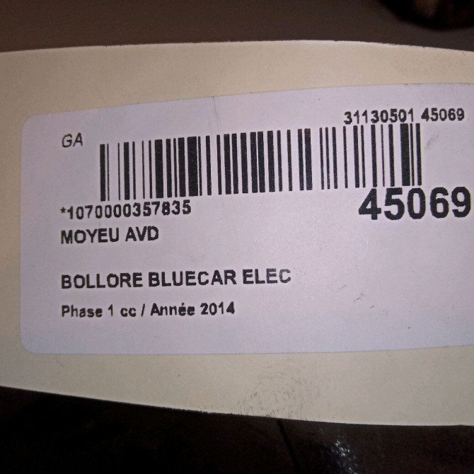 Moyeu avd occasion BOLLORE BLUECAR Phase 1 01-2011->... ELEC 4
