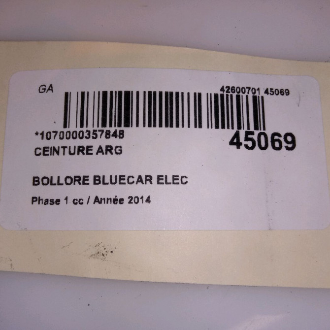 Ceinture arrière gauche occasion BOLLORE BLUECAR Phase 1 01-2011->... ELEC 4