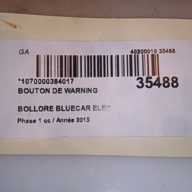 Bouton de warning occasion BOLLORE BLUECAR Phase 1 01-2011->... ELEC 3
