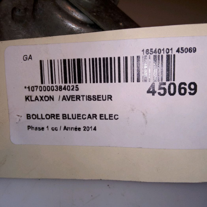 Klaxon  / avertisseur occasion BOLLORE BLUECAR Phase 1 01-2011->... ELEC 4