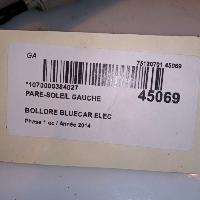 Pare-soleil gauche occasion BOLLORE BLUECAR Phase 1 01-2011->... ELEC 3