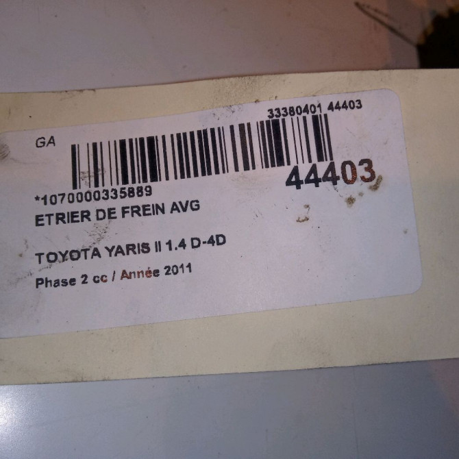 Etrier de frein avant gauche occasion TOYOTA YARIS II Phase 2 01-2009->05-2011 1.4 D-4D 90ch 477500D070 3
