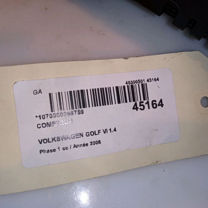 Compteur occasion VOLKSWAGEN GOLF VI Phase 1 10-2008->04-2013 1.4 TSI 16v 122ch 4