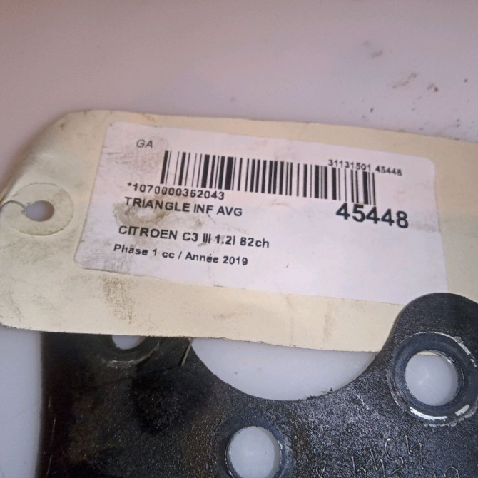 Triangle inf avg occasion CITROEN C3 III Phase 1 10-2016->... 1.2i 82ch 9670772080 4