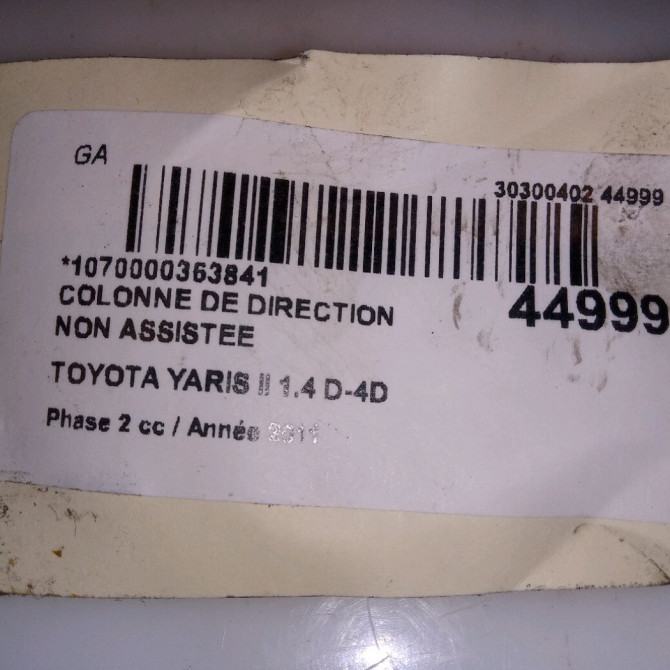 Colonne de direction non assistee occasion TOYOTA YARIS II Phase 2 01-2009->05-2011 1.4 D-4D 90ch 452000D165 4