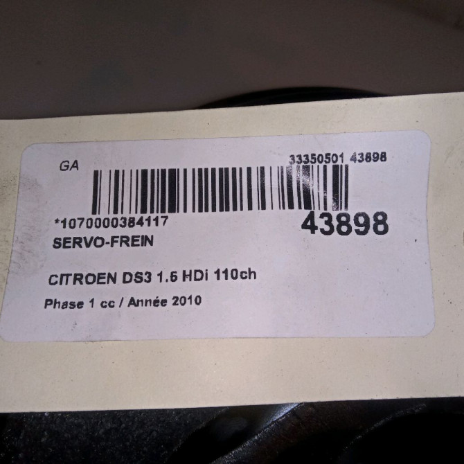 Servo-frein occasion CITROEN DS3 Phase 1 11-2009->03-2014 1.6 HDi 110ch 4535EL 4