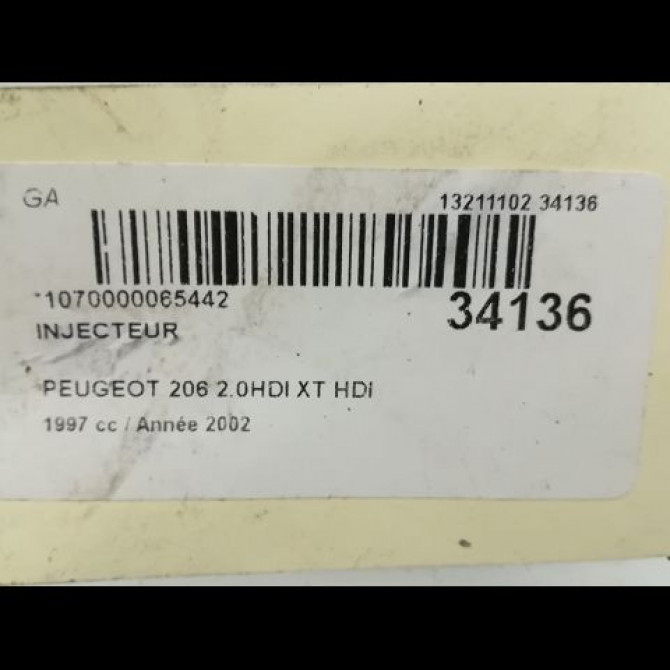 Injecteur occasion PEUGEOT 206 Phase 1 09-1998->03-2009 1.4 HDI 1980H9 5