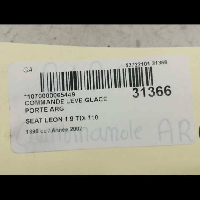 Commande leve-glace porte arrière gauche occasion SEAT LEON I Phase 1 04-2000->10-2006 1M095985501C 5