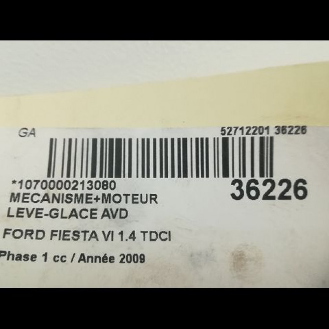 Mecanisme + moteur lève-glace avant droit occasion FORD FIESTA VI Phase 1 10-2008->11-2012 1.4 TDCI 68ch 1837993 3