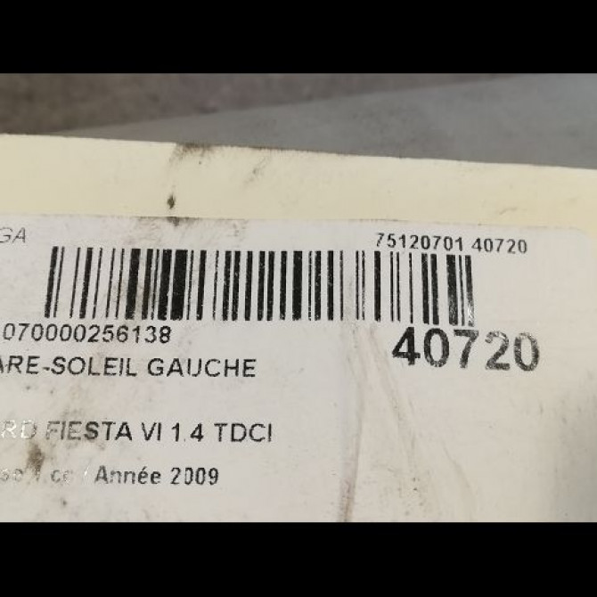 Pare-soleil gauche occasion FORD FIESTA VI Phase 1 10-2008->11-2012 1.4 TDCI 68ch 1702310 3