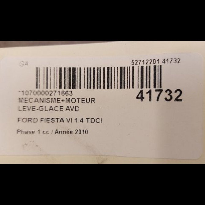 Mecanisme + moteur lève-glace avant droit occasion FORD FIESTA VI Phase 1 10-2008->11-2012 1.4 TDCI 68ch 1837993 3