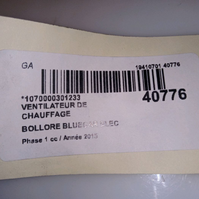 Ventilateur de chauffage occasion BOLLORE BLUECAR Phase 1 01-2011->... ELEC 4