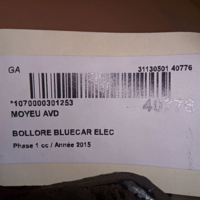 Moyeu avd occasion BOLLORE BLUECAR Phase 1 01-2011->... ELEC 4