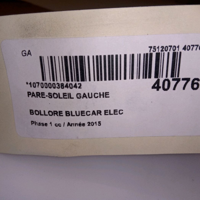 Pare-soleil gauche occasion BOLLORE BLUECAR Phase 1 01-2011->... ELEC 4