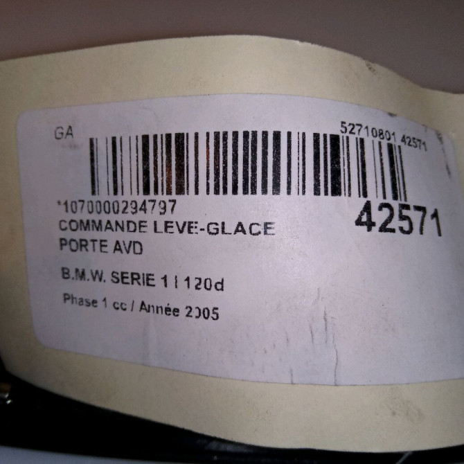 Commande lève-glace porte avant droite occasion B.M.W. SERIE 1 I Phase 1 05-2004->12-2006 120d 4