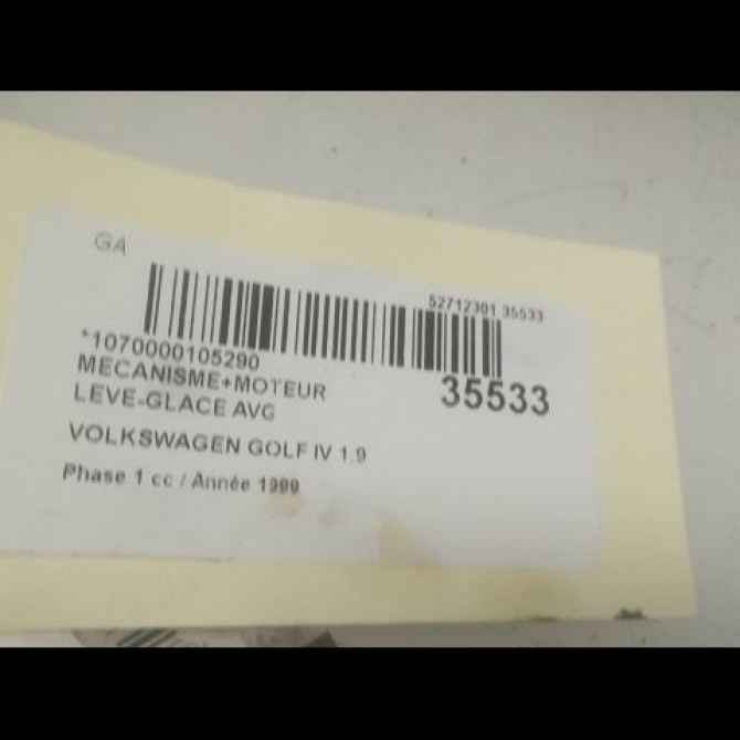 Mecanisme+moteur leve-glace avg occasion VOLKSWAGEN GOLF IV GOLF IV Phase 1 1998-01-01->2005-06-30 1.9 TDI 110ch 1J3837461H 4
