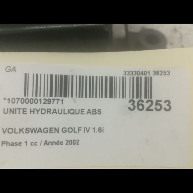 Unité hydraulique ABS occasion VOLKSWAGEN GOLF IV GOLF IV Phase 1 1998-01-01->2005-06-30 1.6i 8v 100ch 1J0698517E 3