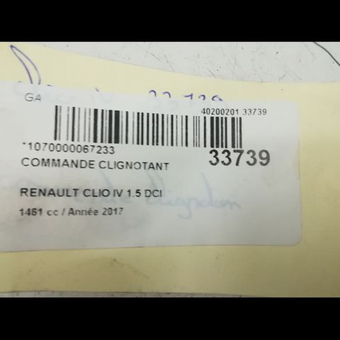 Commande clignotant occasion RENAULT CLIO IV Phase 1 07-2012->... 1.5 DCI 90ch 8201167992 5