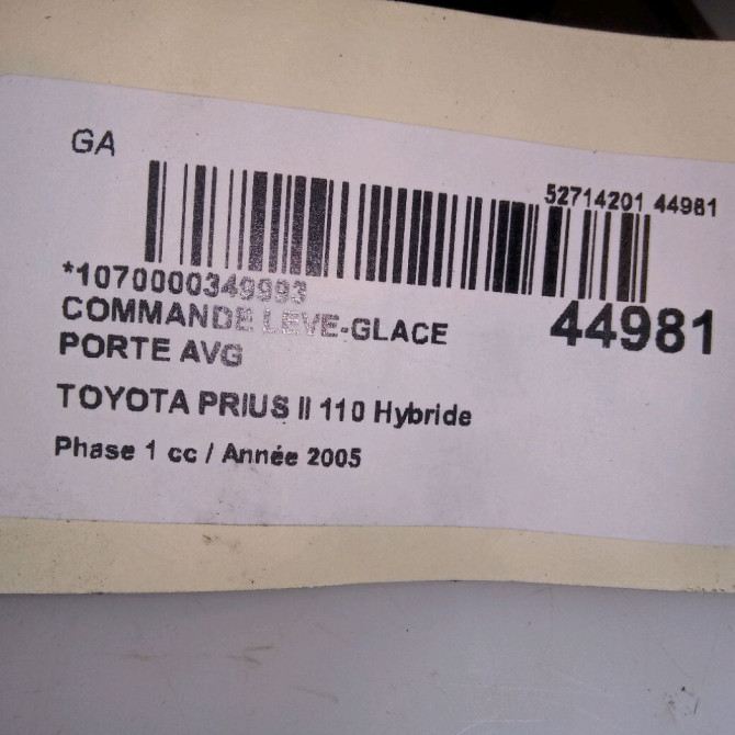 Commande lève-glace porte avant gauche occasion TOYOTA PRIUS II Phase 1 03-2004->11-2009 110 Hybride 8482047050 4