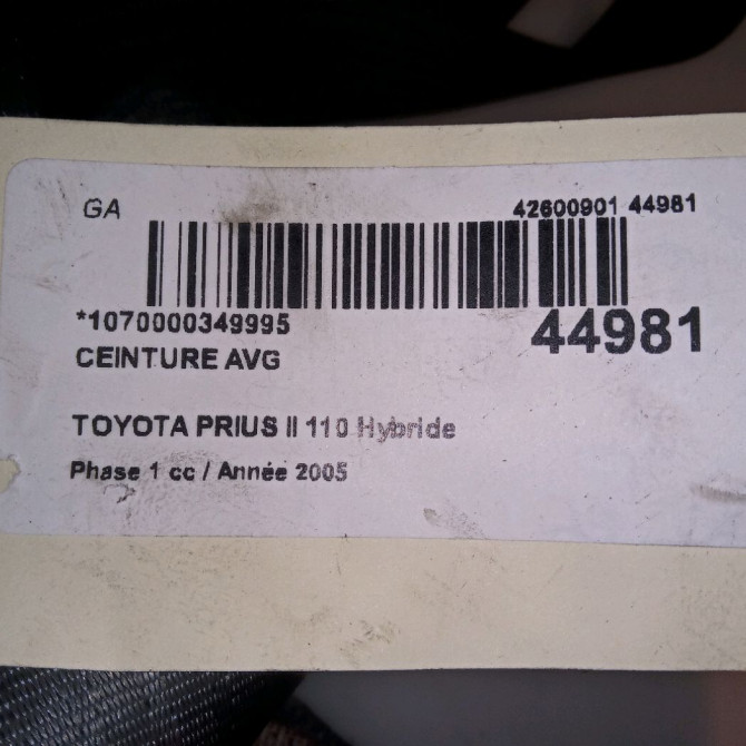 Ceinture avant gauche occasion TOYOTA PRIUS II Phase 1 03-2004->11-2009 110 Hybride 7322047071B0 4