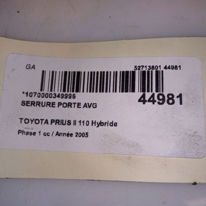 Serrure porte avg occasion TOYOTA PRIUS II Phase 1 03-2004->11-2009 110 Hybride 6904047081 4