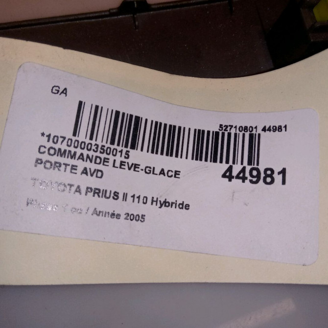 Commande lève-glace porte avant droite occasion TOYOTA PRIUS II Phase 1 03-2004->11-2009 110 Hybride 4