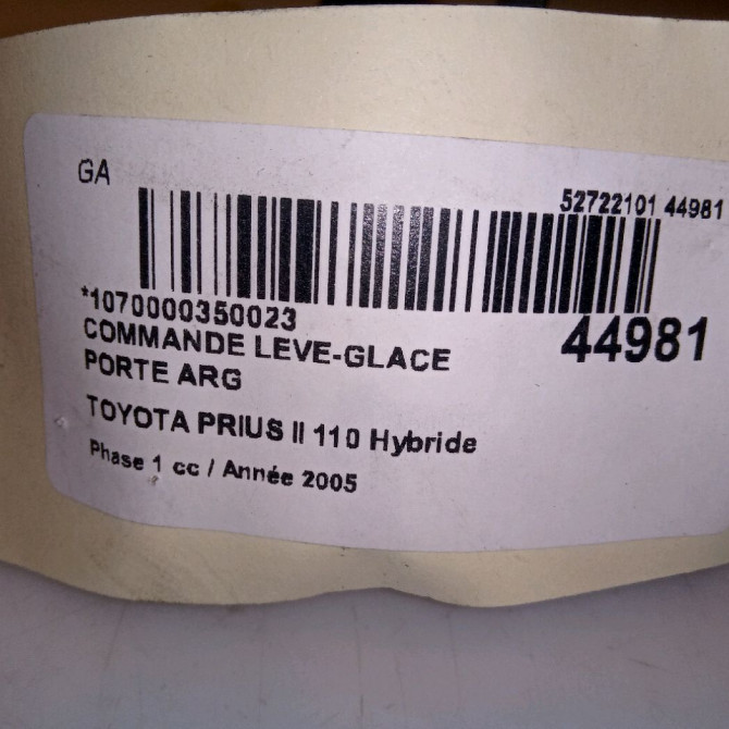 Commande leve-glace porte arrière gauche occasion TOYOTA PRIUS II Phase 1 03-2004->11-2009 110 Hybride 4