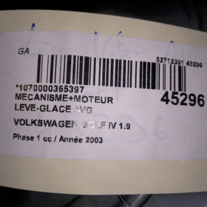 Mecanisme+moteur leve-glace avg occasion VOLKSWAGEN GOLF IV GOLF IV Phase 1 1998-01-01->2005-06-30 1.9 TDI 130ch 1J3837461H 4