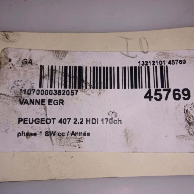 Vanne EGR occasion PEUGEOT 407 Phase 1 04-1995->04-1999 2.2 HDI 170ch 1618T1 6