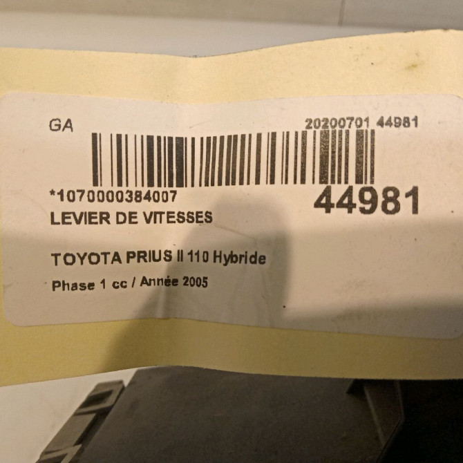 Levier de vitesses occasion TOYOTA PRIUS II Phase 1 03-2004->11-2009 110 Hybride 3356047023 6