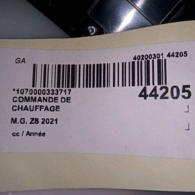 Commande de chauffage occasion M.G. ZS 4