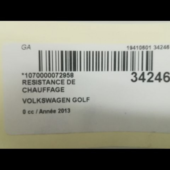 Resistance de chauffage occasion VOLKSWAGEN GOLF III Phase 1 01-1992->12-1997 1.9 TD 4