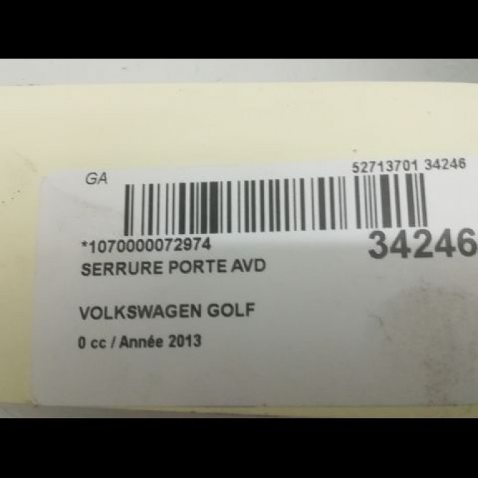 Serrure porte avd occasion VOLKSWAGEN GOLF III Phase 1 01-1992->12-1997 1.9 TD 1H2837016M 5