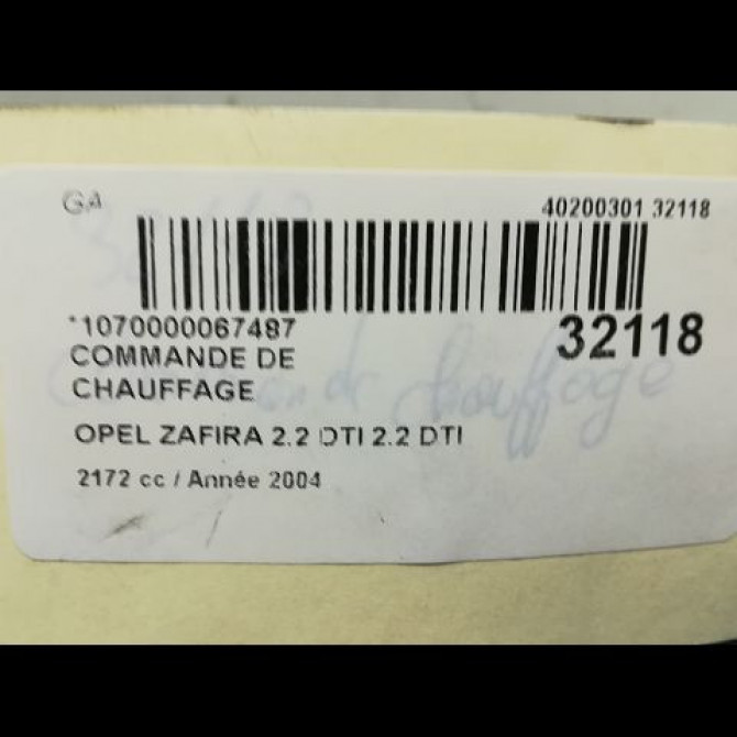 Commande de chauffage occasion OPEL ZAFIRA I Phase 1 03-1999->07-2005 5