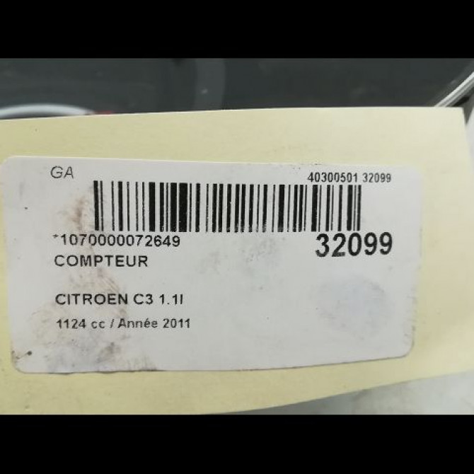 Compteur occasion CITROEN C3 II Phase 1 11-2009->02-2013 1.1i 60ch 98041178XT 4