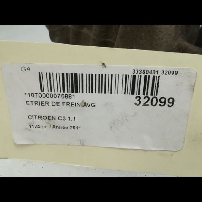 Etrier de frein avant gauche occasion CITROEN C3 II Phase 1 11-2009->02-2013 1.1i 60ch 4400R6 3