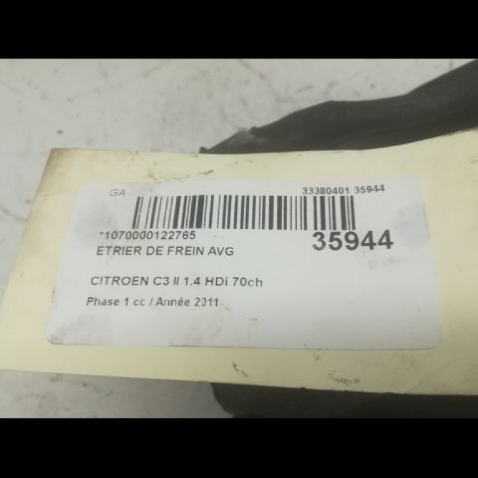 Etrier de frein avant gauche occasion CITROEN C3 II Phase 1 11-2009->02-2013 1.4 HDi 70ch 4400R6 3