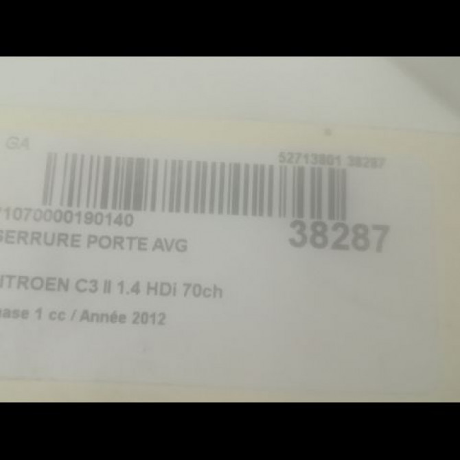 Serrure porte avg occasion CITROEN C3 II Phase 1 11-2009->02-2013 1.4 HDi 70ch 9800624480 4