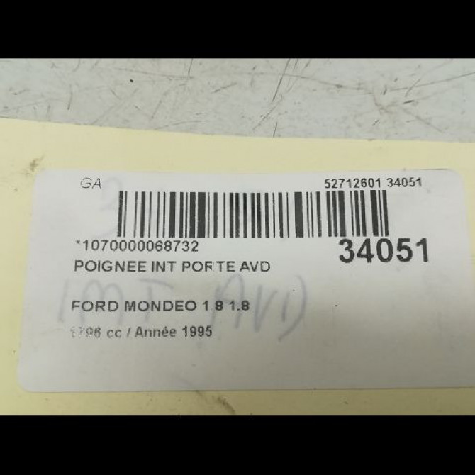 Poignee int porte avd occasion FORD MONDEO I Phase 1 01-1993->09-1996 1.8i 4
