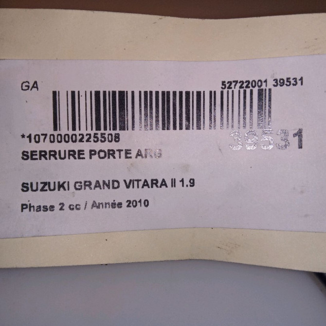 Serrure porte arg occasion SUZUKI GRAND VITARA II Phase 1 04-1995->04-1999 1.9 DDiS 129ch 8235065J24 4