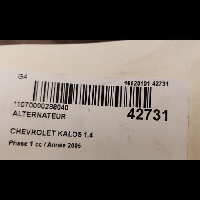 Alternateur occasion CHEVROLET KALOS Phase 1 03-2005->05-2008 1.4 85ch 96954112 3