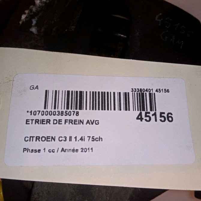Etrier de frein avant gauche occasion CITROEN C3 II Phase 1 11-2009->02-2013 1.4i 75ch 4