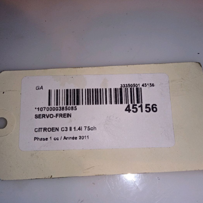 Servo-frein occasion CITROEN C3 II Phase 1 11-2009->02-2013 1.4i 75ch 4