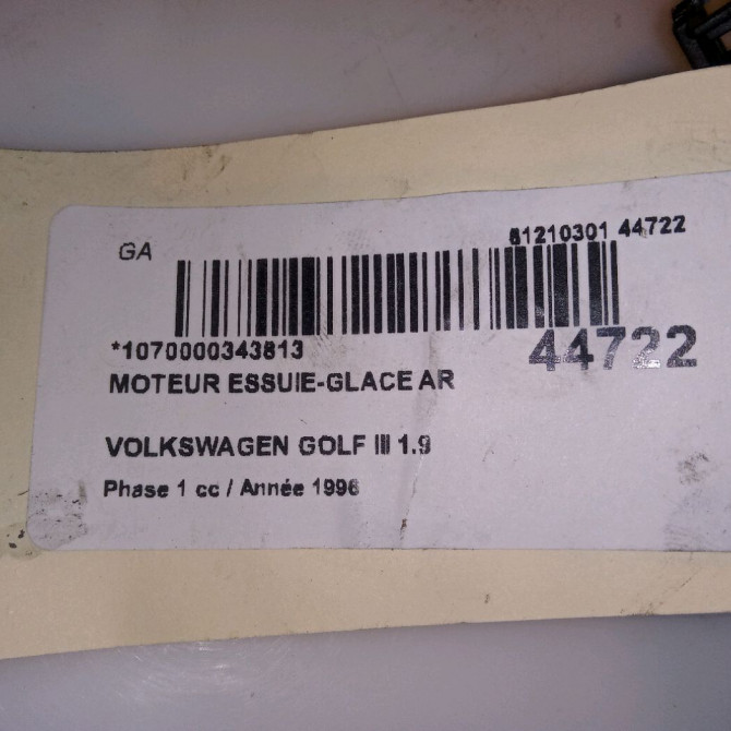 Moteur essuie-glace arrière occasion VOLKSWAGEN GOLF III Phase 1 01-1992->12-1997 1.9 TDI 90ch 1H6955713A 4