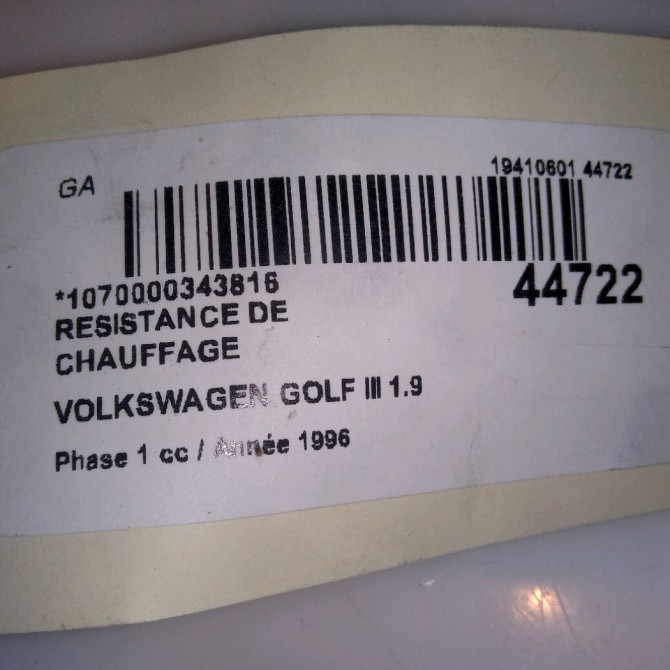 Resistance de chauffage occasion VOLKSWAGEN GOLF III Phase 1 01-1992->12-1997 1.9 TDI 90ch 5