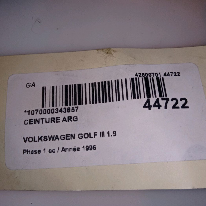 Ceinture arrière gauche occasion VOLKSWAGEN GOLF III Phase 1 01-1992->12-1997 1.9 TDI 90ch 1H4857805AB41 4