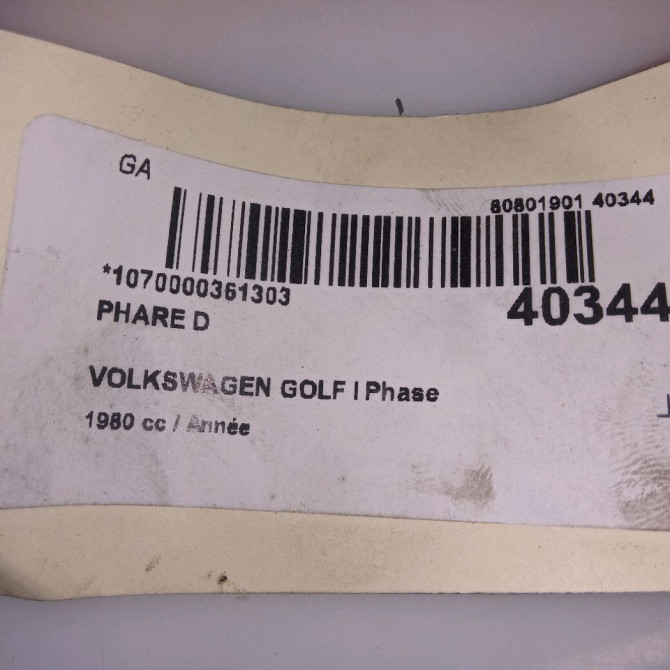 Phare droit occasion VOLKSWAGEN GOLF I Phase 2 07-1980->01-1984 4