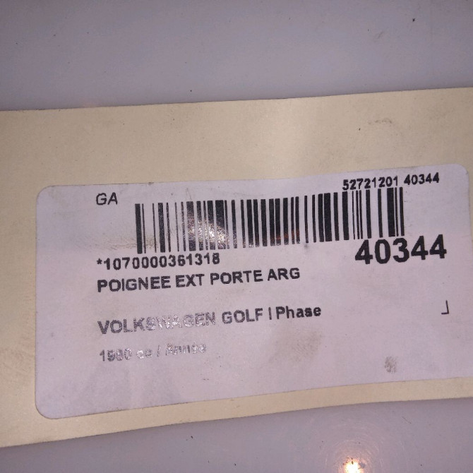 Poignee ext porte arg occasion VOLKSWAGEN GOLF I Phase 2 07-1980->01-1984 3