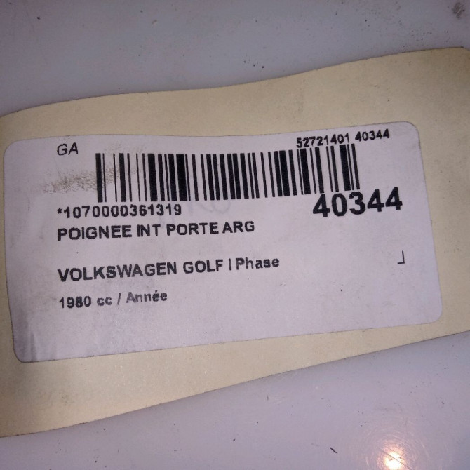 Poignee int porte arg occasion VOLKSWAGEN GOLF I Phase 2 07-1980->01-1984 4